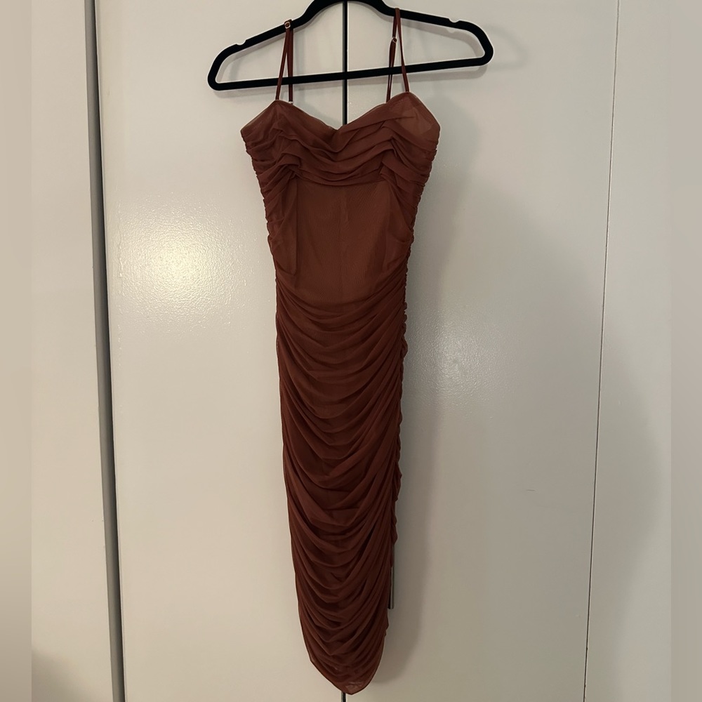 Aritzia Barton Ruched mesh Midi Dress with internal bra - 4